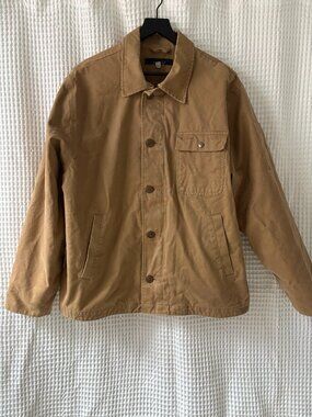 Gap workwear cotton canvas lined padded men's tan jacket y2k size large